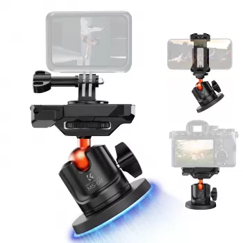 KF 3D kuulpeaga magnetiline aluskinnitus GoPro, nutitelefoni ja kaamera jaoks 1/4 tollise keermega KF31.156 Must