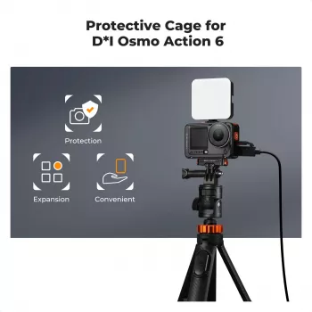 KF Frame Mount Camera Cage DJI Osmo Action 6 jaoks, Metall, Must, KF12.0026