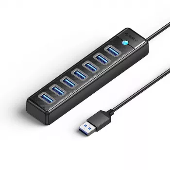ORICO PW7U-U3 7-Pordiline USB 3.0 jaotur USB-C toitega, 1m kaabel, must