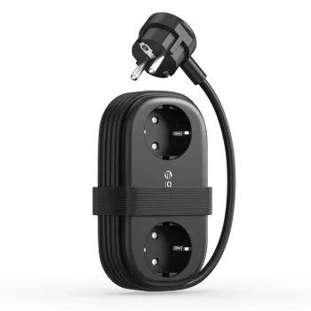 ORICO AP3 65W GaN 6-in-1 toiteplokk 2 AC-pistikupesaga, 2 USB-A ja 2 USB-C pordiga, 1,5 m kaabel, must