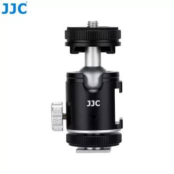 JJC BH-SM1 3D Mini Kuulkinnitus Alumiiniumsulamist 3 Cold Shoe Kinnitusega, 1/4 inch Kruvi, Must