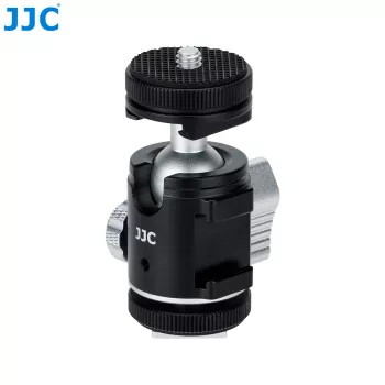 JJC BH-SM1 3D Mini Kuulkinnitus Alumiiniumsulamist 3 Cold Shoe Kinnitusega, 1/4 inch Kruvi, Must