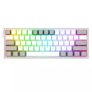 Redragon K617 Fizz RGB White/Grey 60% Mechanical Gaming Keyboard with Hot-Swappable Red Switches