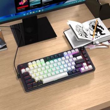 Redragon Ucal Magnetic K673WB-RGB-M 75% Tri-Mode mehaaniline mänguklaviatuur, valge/must
