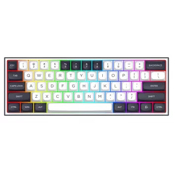 Redragon ALCOR QMK K717WB-RGB-PRO mehaaniline klaviatuur, 75% paigutus, kolm režiimi, vahetatavad lülitid, valge/must