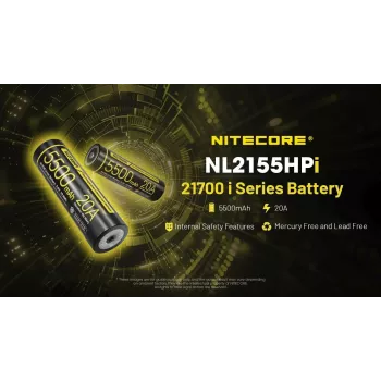 Nitecore 21700 Li-ion aku 5500mAh 20A 3.6V Button Top