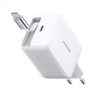 Joyroom JR-TCL06 67W GaN laadija sisseehitatud sissetõmmatava USB-C kaabliga - Valge
