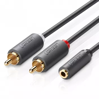 UGREEN AV102 Audiokaabel 2x RCA (Cinch) 3,5 mm pesa 0,25 m Must