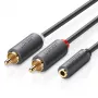 UGREEN AV102 Audiokaabel 2x RCA (Cinch) 3,5 mm pesa 0,25 m Must