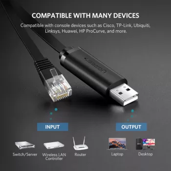 UGREEN CM204 USB to RJ45 konsoolikaabel 1,5 m must