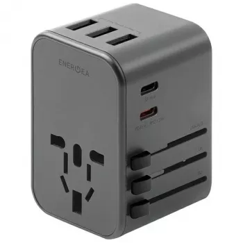 ENERGEA Travelworld 35.5W 3A2C USB Laadija US/EU/UK/AU Pistikutega, Gunmetal