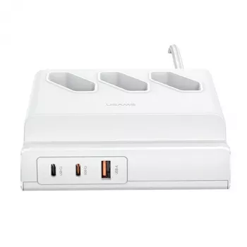 USAMS 65W Super SiFast laadimise USB-pikenduspistikupesa EU valge CC160TC01 (US-CC160)