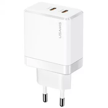 USAMS T54 GaN 40W 2xUSB-C PD Fast Laadija Seinalaadija Valge CC172TC02 (US-CC172)