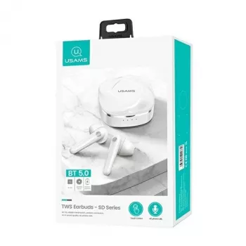 USAMS SDseries BHUSD01 True Wireless Stereo Bluetooth 5.0 Kõrvaklapid, Valge