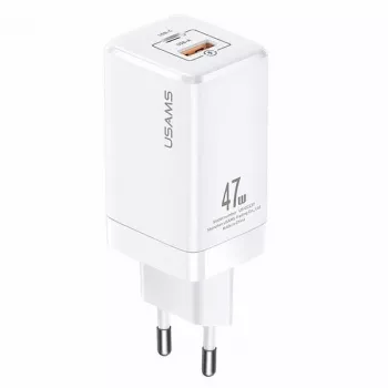 USAMS T41 GaN 47W USB-C + USB-A kiirlaadija (valge) CC137TC02