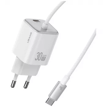 USAMS 30W GaN kiirlaadija USB-C kaabliga (must)