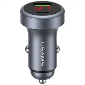 USAMS CC327 Alumiinium 45W USB-A USB-C Auto Laadija - Tarnish