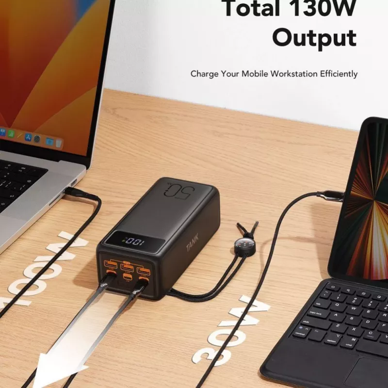 VEGER Powerbank Tank Boost PD QC3.0 5A 130W 56000 mAh Must W5001C