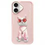 Nimmy Case for Apple iPhone 16 6.1 inch Pink Glasses Cool Cat