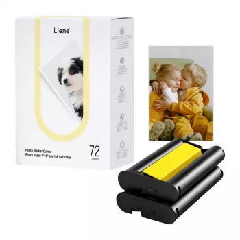Liene PixCut 4x6 fotopaberi ja tindikasseti komplekt, 72 lehte, läikiv, sublimatsioontrükk