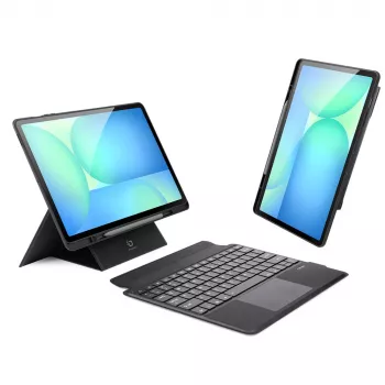 Dux Ducis DK Series klaviatuuriga ümbris Samsung Galaxy Tab S10 FE+ (Plus) jaoks, taustvalgustusega - must