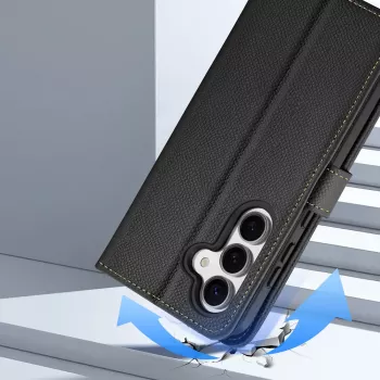DUXDUCIS Lawa Nahkrahakotiga ümbris Samsung Galaxy S25+ jaoks eemaldatava magnetrahakotiga - Must