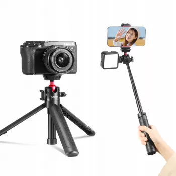 ULANZI MT-16 Mini statiiv ja selfiepulk kupeaga ja külgkingaga, must
