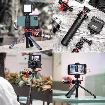ULANZI MT-16 Mini statiiv ja selfiepulk kupeaga ja külgkingaga, must