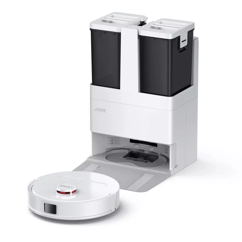 JONR T5 Lite Robot Tolmuimeja LiDAR-navigatsiooniga, 3000Pa imemisjõud, 2600mAh aku, 600ml prügikast, 250ml veepaak, märgpühkimine, rakenduse ja häälejuhtimine, valge