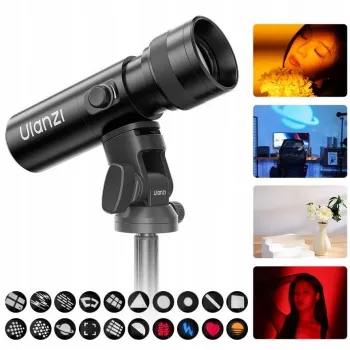 ULANZI LM01 10W LED prožektor gobo ja värvifiltrite, suumi ja efektidega