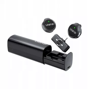 ULANZI A21 Juhtmeta Lavalier Mikrofonikomplekt Laadimiskarbiga, 2 Saatjat, USB-C Vastuvõtja, 100m Leviala, Must