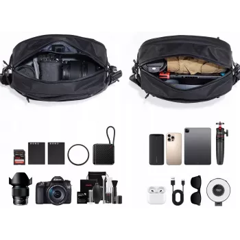 Ulanzi PB038 Travel Sling Bag V2 - Must, 7L, veekindel