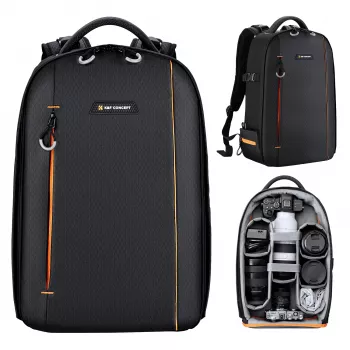K&F Concept KF13.140 Suur DSLR-kaamera seljakott 2 kaamerale, 6-8 objektiivile, 15,6-tollisele sülearvutile, must