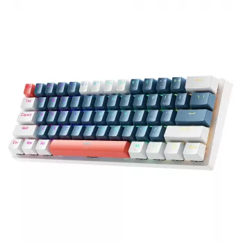 Machenike K500-B61 Juhtmega Mehaaniline Mänguklaviatuur, 61-klahviga Kompaktne, Pruunid Lülitid, RGB Taustvalgus, Sinine-Valge