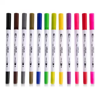 LOKLiK Dual Tip Brush Pens - 12 Colors