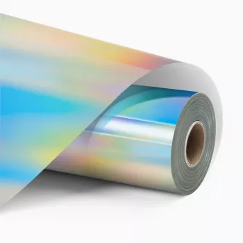 LOKLiK Permanent Adhesive Holographic Vinyl Film - Iridescent Silver - 30.5 x 90 cm