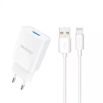 Dudao A4EU Adapter 10W 1xUSB-A koos USB-A–Lightning kaabliga (1m) – Valge
