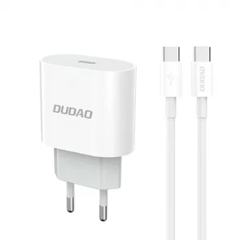Dudao A14EUC Adapter 20W (1m USB-C to USB-C kaabel kaasas) Valge