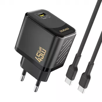 Dudao A28C 45W GaN seinadapter USB-C kaabliga - must