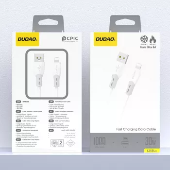Dudao L25SL USB-A to Lightning 1m White Charging & Sync Cable