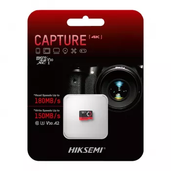 HIKSEMI M-SD Series Capture 128GB microSDXC TLC UHS-I U3 V30 A2 mälukaart 180MB/s lugemine 150MB/s kirjutamine