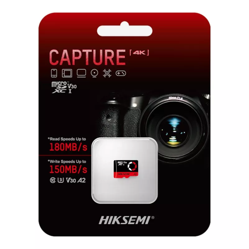 HIKSEMI Capture Series 512GB MicroSDXC mälukaart UHS-I U3 V30 A2 180MB/s lugemine 150MB/s kirjutamine TLC