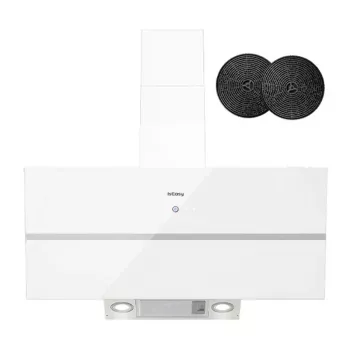 ISEASY TV1390D4-CC-I2 Seinale paigaldatav korstnaõhupuhasti 90cm 750m³/h Roostevaba teras Must klaas