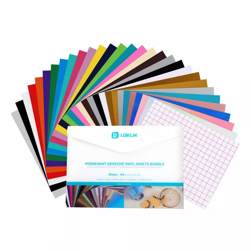 LOKLIK Europe Permanent Adhesive Vinyl Material Set (A4) - 20 Assorted Colors