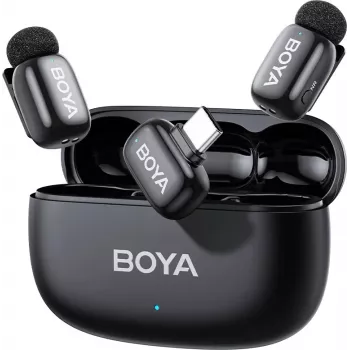 BOYA mini 2-02 traadita mikrofonisüsteem 2.4GHz USB-C - must