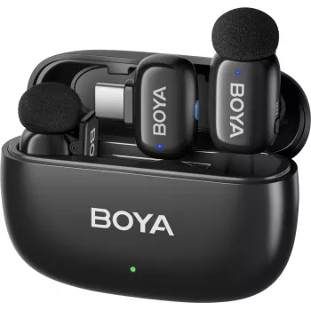 BOYA mini 2-02 traadita mikrofonisüsteem 2.4GHz USB-C - must