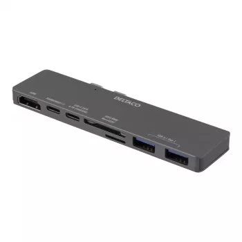 DELTACO USBC-1290 Thunderbolt 3 dokkimisjaam - hõbedane - 40 Gbit/s - 4K Ultra HD