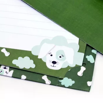 Artoz Papier Letter Paper with Envelopes Dog Motif Olive Green approx. DIN A5 80 g/m² 1 Pack
