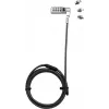 DICOTA Universal Security Cable Lock with 3 Exchangeable Heads, Combination Lock, 2 m Cable, Black