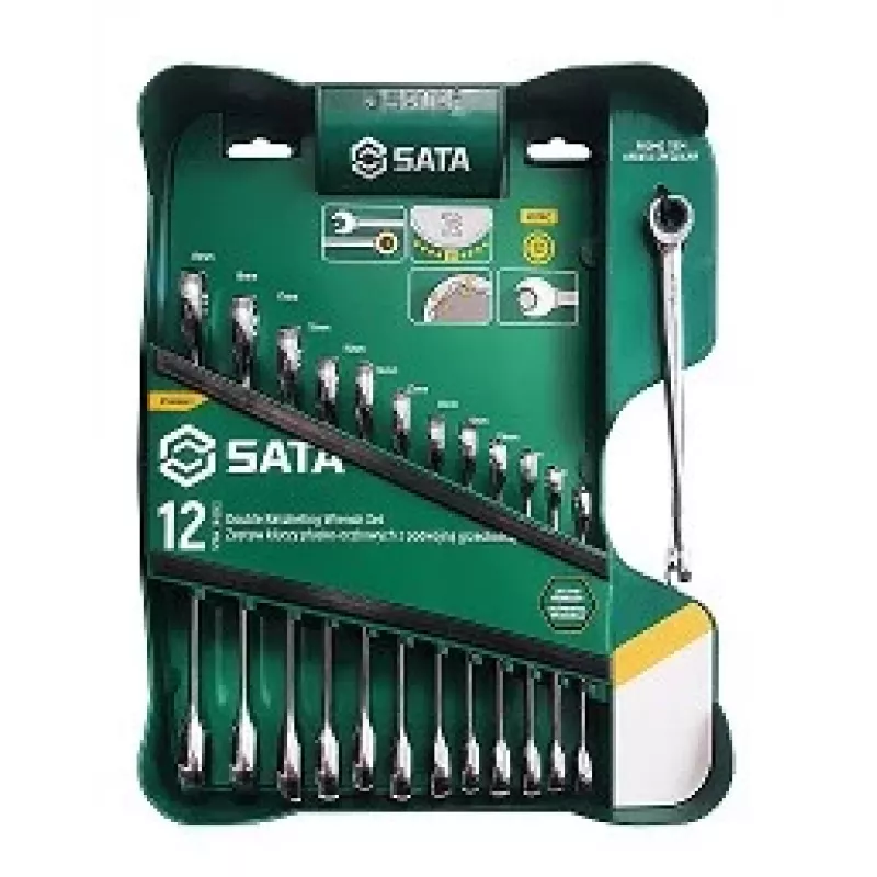 SATA 13-osaline topeltpöördpähkli kombineeritud mutrivõtmete komplekt X-Beam disainiga, meetermõõdustik, 8-21 mm, kroomvanadiumteras, puhutud vormiga karp